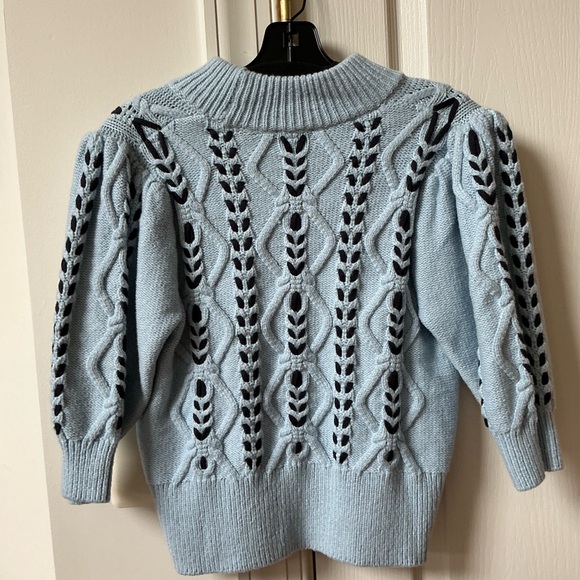 RAILS ADDY CONTRAST DIAMOND SKY BLUE KNIT SWEATER SIZE SMALL - Picture 6 of 15